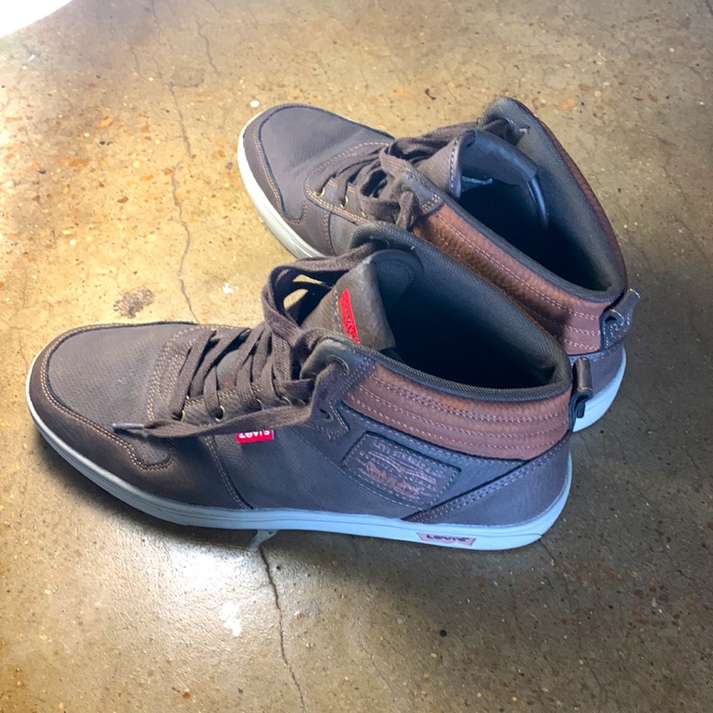 🥳LEVIS WESTON WX HI LACE-UP SNEAKER MEN SHOES BROWN SIZE 9.5 USED